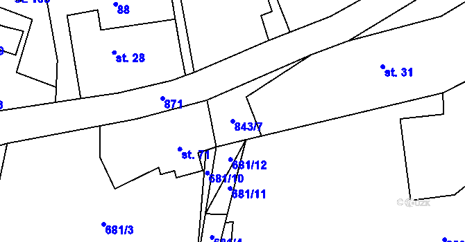 Parcela st. 843/7 v KÚ Náčkovice, Katastrální mapa