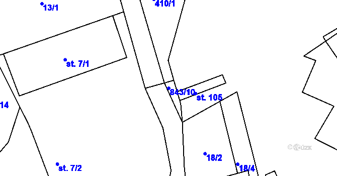 Parcela st. 843/10 v KÚ Náčkovice, Katastrální mapa