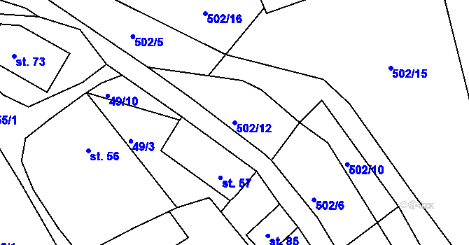 Parcela st. 502/12 v KÚ Náčkovice, Katastrální mapa