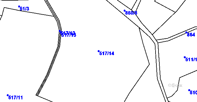 Parcela st. 517/14 v KÚ Náčkovice, Katastrální mapa