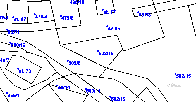 Parcela st. 502/16 v KÚ Náčkovice, Katastrální mapa