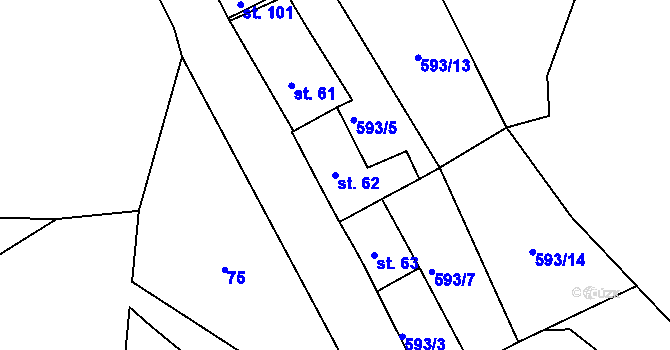 Parcela st. 62 v KÚ Červený Újezd u Mukova, Katastrální mapa