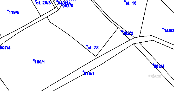 Parcela st. 78 v KÚ Mukov, Katastrální mapa
