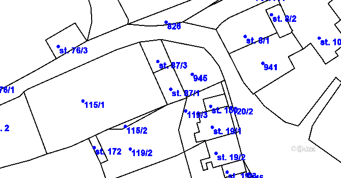 Parcela st. 87/1 v KÚ Mukov, Katastrální mapa