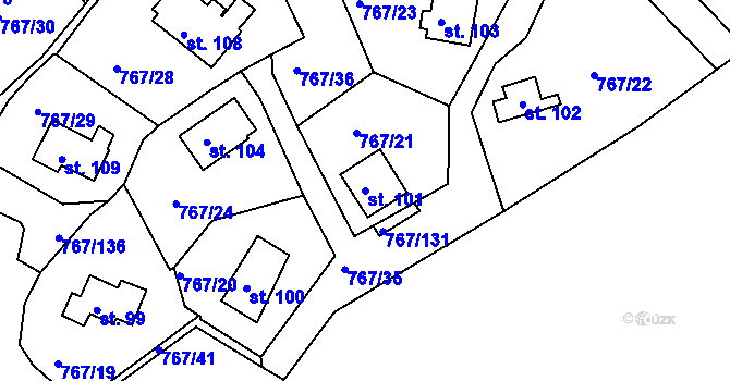 Parcela st. 101 v KÚ Mukov, Katastrální mapa