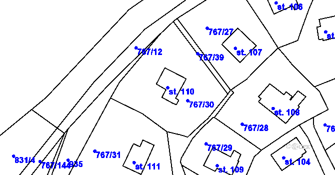 Parcela st. 110 v KÚ Mukov, Katastrální mapa