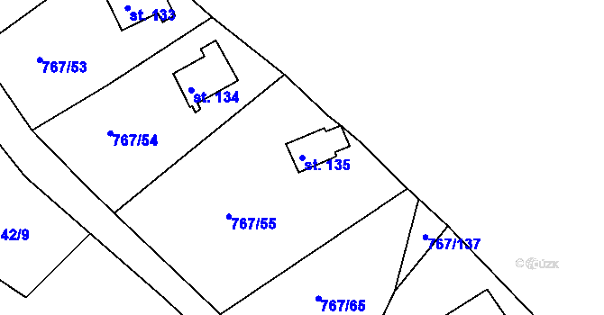 Parcela st. 135 v KÚ Mukov, Katastrální mapa