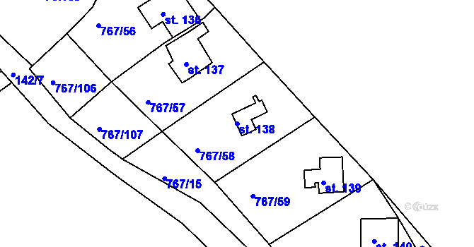 Parcela st. 138 v KÚ Mukov, Katastrální mapa