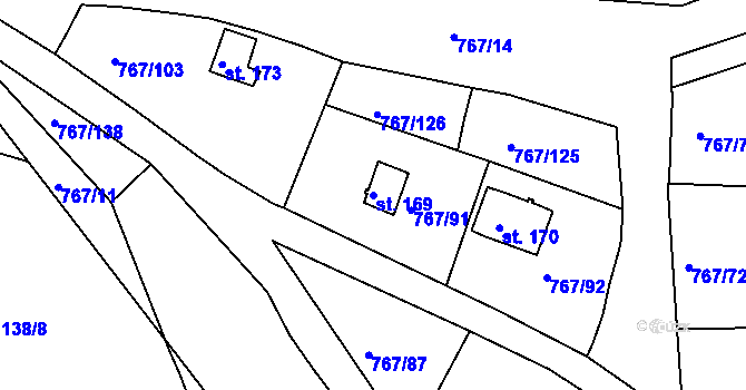 Parcela st. 169 v KÚ Mukov, Katastrální mapa