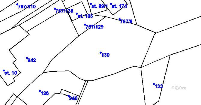 Parcela st. 130 v KÚ Mukov, Katastrální mapa