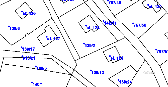 Parcela st. 139/2 v KÚ Mukov, Katastrální mapa