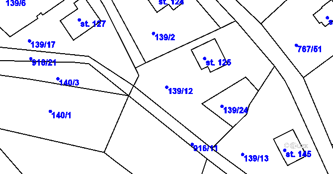 Parcela st. 139/12 v KÚ Mukov, Katastrální mapa
