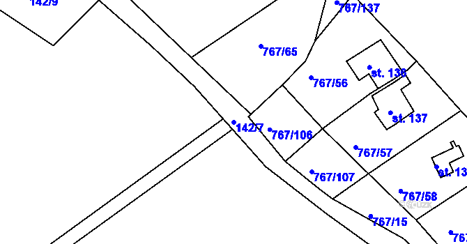 Parcela st. 142/7 v KÚ Mukov, Katastrální mapa
