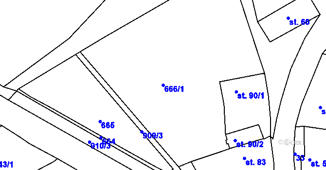 Parcela st. 666/1 v KÚ Mukov, Katastrální mapa