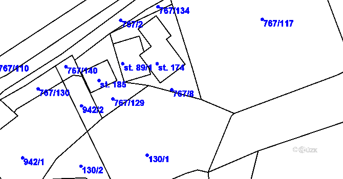 Parcela st. 767/8 v KÚ Mukov, Katastrální mapa
