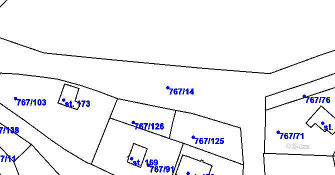 Parcela st. 767/14 v KÚ Mukov, Katastrální mapa