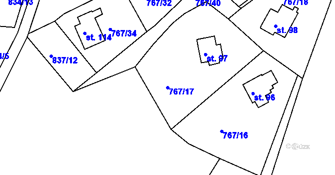 Parcela st. 767/17 v KÚ Mukov, Katastrální mapa