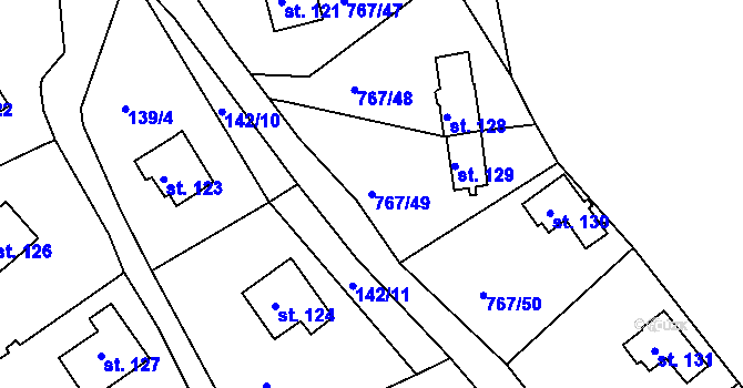 Parcela st. 767/49 v KÚ Mukov, Katastrální mapa
