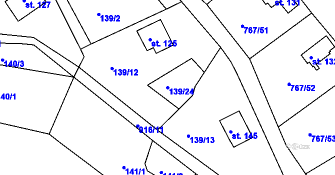 Parcela st. 139/24 v KÚ Mukov, Katastrální mapa