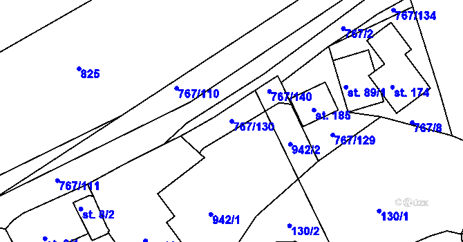 Parcela st. 767/130 v KÚ Mukov, Katastrální mapa