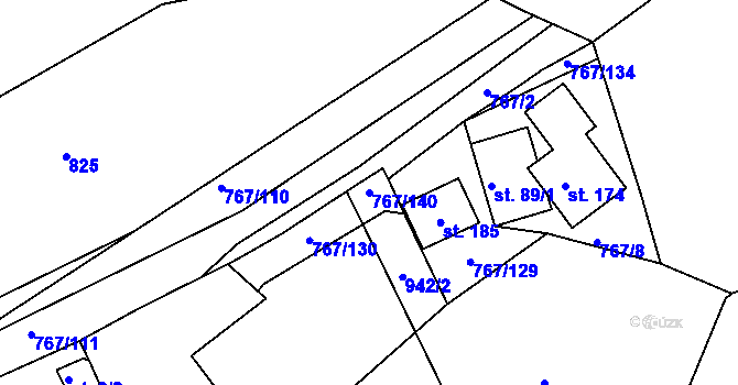 Parcela st. 767/140 v KÚ Mukov, Katastrální mapa