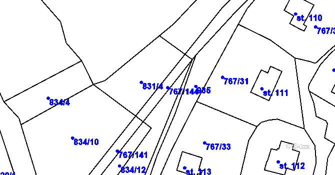 Parcela st. 767/144 v KÚ Mukov, Katastrální mapa