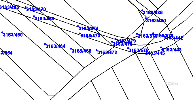 Parcela st. 3163/472 v KÚ Mušov, Katastrální mapa
