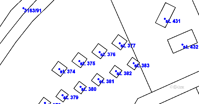 Parcela st. 376 v KÚ Mušov, Katastrální mapa