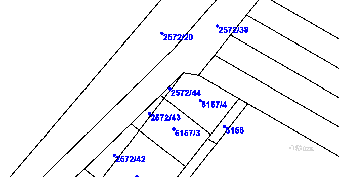 Parcela st. 2572/44 v KÚ Mušov, Katastrální mapa