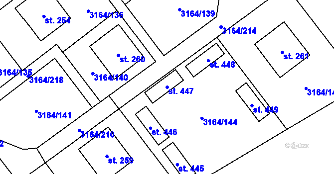 Parcela st. 447 v KÚ Mušov, Katastrální mapa