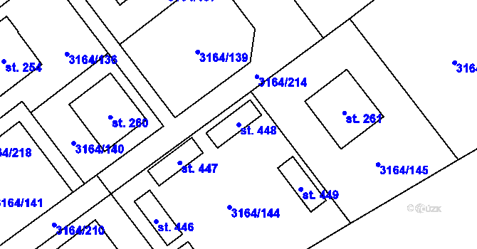 Parcela st. 448 v KÚ Mušov, Katastrální mapa