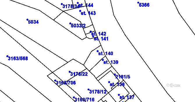 Parcela st. 140 v KÚ Mušov, Katastrální mapa