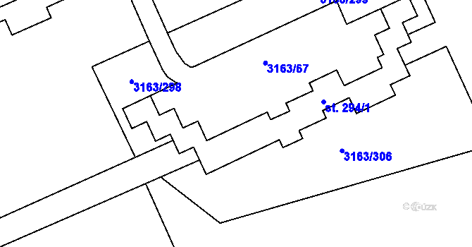 Parcela st. 3163/296 v KÚ Mušov, Katastrální mapa