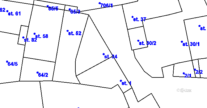 Parcela st. 34 v KÚ Lhota pod Džbánem, Katastrální mapa