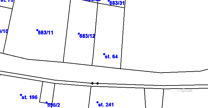 Parcela st. 64 v KÚ Lhota pod Džbánem, Katastrální mapa