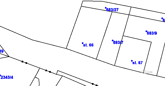 Parcela st. 66 v KÚ Lhota pod Džbánem, Katastrální mapa