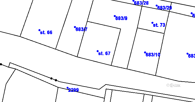 Parcela st. 67 v KÚ Lhota pod Džbánem, Katastrální mapa