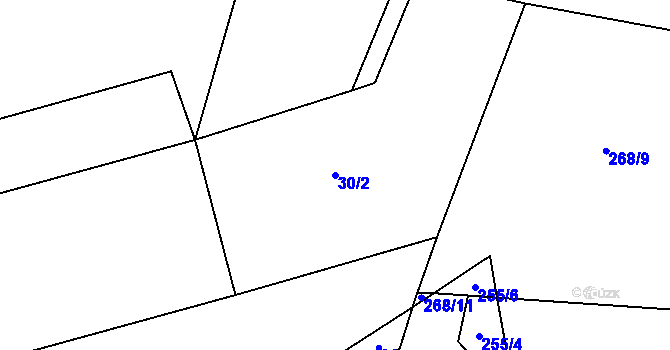 Parcela st. 30/2 v KÚ Lhota pod Džbánem, Katastrální mapa