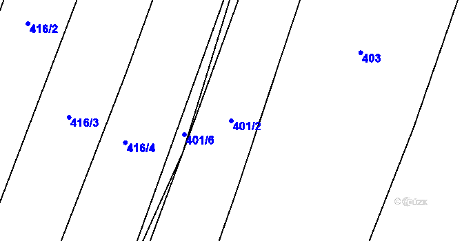 Parcela st. 401/2 v KÚ Lhota pod Džbánem, Katastrální mapa