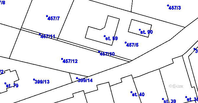 Parcela st. 457/10 v KÚ Lhota pod Džbánem, Katastrální mapa