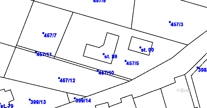 Parcela st. 89 v KÚ Lhota pod Džbánem, Katastrální mapa