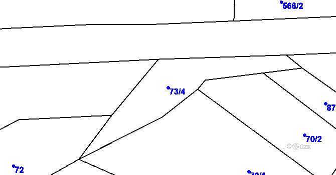 Parcela st. 73/4 v KÚ Lhota pod Džbánem, Katastrální mapa