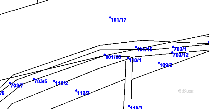 Parcela st. 101/16 v KÚ Lhota pod Džbánem, Katastrální mapa