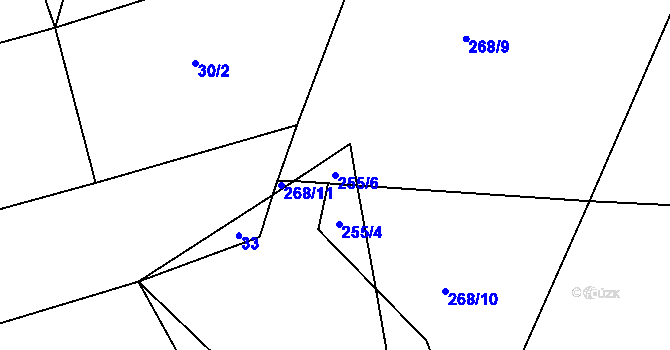 Parcela st. 255/6 v KÚ Lhota pod Džbánem, Katastrální mapa