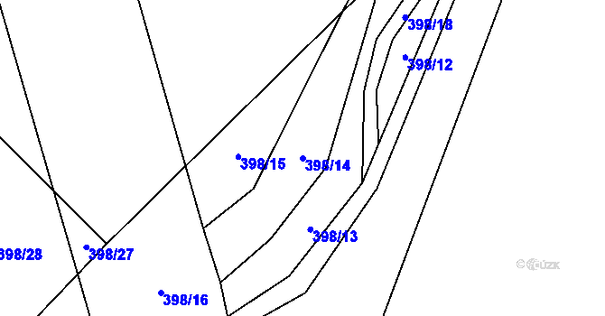 Parcela st. 398/14 v KÚ Lhota pod Džbánem, Katastrální mapa