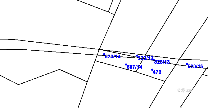 Parcela st. 523/14 v KÚ Lhota pod Džbánem, Katastrální mapa