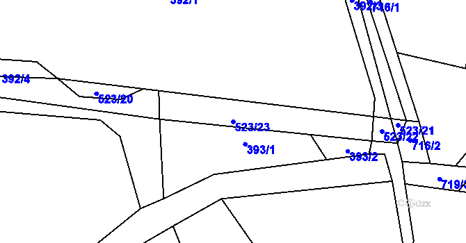 Parcela st. 523/23 v KÚ Lhota pod Džbánem, Katastrální mapa