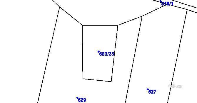 Parcela st. 683/23 v KÚ Lhota pod Džbánem, Katastrální mapa