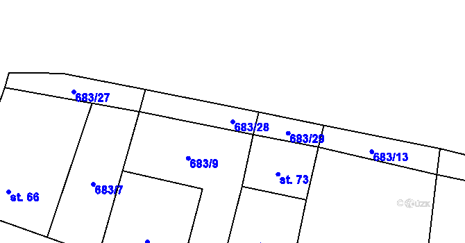 Parcela st. 683/28 v KÚ Lhota pod Džbánem, Katastrální mapa