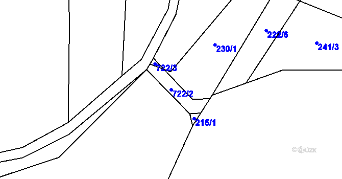 Parcela st. 722/2 v KÚ Lhota pod Džbánem, Katastrální mapa